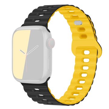 Apple Watch Series 49mm - 45mm - 44mm - 42mm Universal Flexible Watch Band - Musta + Keltainen