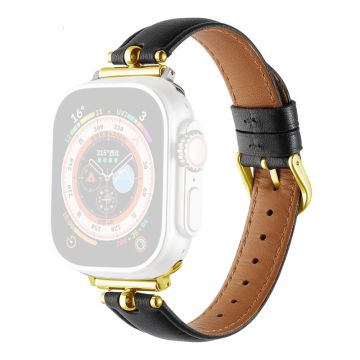 Apple Watch Series 49mm - 45mm - 44mm - 42mm Universal-kellorannekkeet - Musta / Kultainen Solki Solki