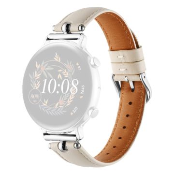 20mm Universal Smart Watch Band Aito lehmännahkahihna - Valkoinen + Hopea Solki Solki