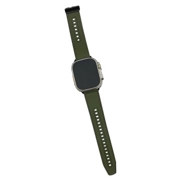 Apple Watch Series 49mm - 45mm - 44mm - 42mm Universal PU-nahka ja joustava kellonauha - Mustanvihreä