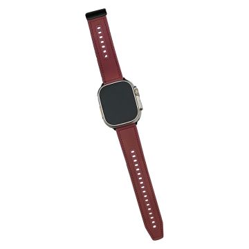 Apple Watch Series 49mm - 45mm - 44mm - 42mm Universal PU-nahka ja joustava kellonauha - Viininpunainen