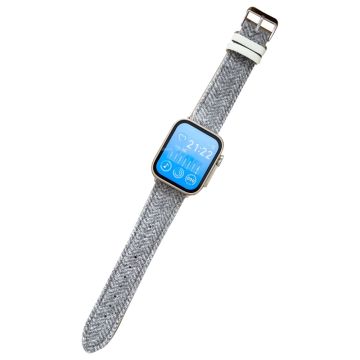 Kellonauha Apple Watch Series 49mm - 45mm - 44mm - 42mm Universal Winter Furry Nylon Strap - Sininen + Harmaa