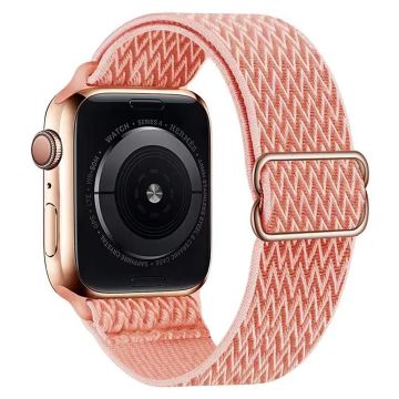 Apple Watch Series 49mm - 45mm - 44mm - 42mm Universal Watch Band Elastinen nailonhihna - Vaaleanpunainen Oranssi