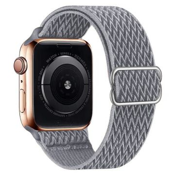 Apple Watch Series 49mm - 45mm - 44mm - 42mm Universal Watch Band Elastinen nailonhihna - Vaalean Harmaa