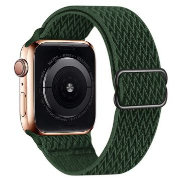 Apple Watch Series 49mm - 45mm - 44mm - 42mm Universal Watch Band Elastinen nailonhihna - Tummanvihreä