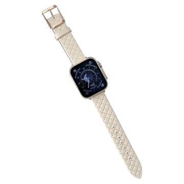 Apple Watch Series 49mm - 45mm - 44mm - 42mm Universal Nahkakellonauha Rannehihna - Beige