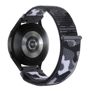 Samsung Galaxy Watch3 45mm / Garmin Venu 3 kellon hihna 22mm Nylon Loop Camouflage hihna - Musta Camo