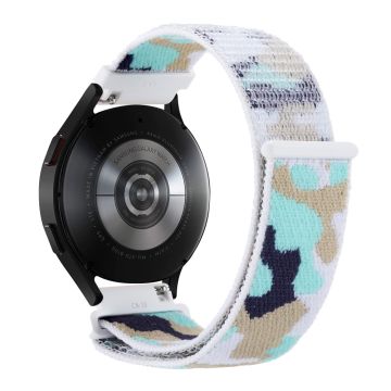 Samsung Galaxy Watch6 Classic 47mm 43mm / GarminActive 5 Nylon Watch Strap 20mm Camouflage rannekorun hihna - Vaaleansininen Camo