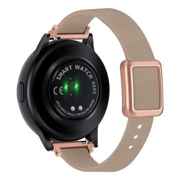 Samsung Galaxy Watch 20mm Universal nahkahihna magneettisella taittuvalla soljella - Aprikoosi / Ruusukultainen Solki Ja Ruusukultainen Solki