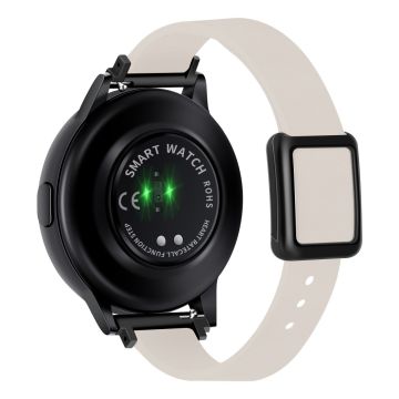 Samsung Galaxy Watch 20mm Universal nahkahihna magneettisella taittuvalla soljella - Starlight / Musta Solki Ja Ruusukultainen Solki