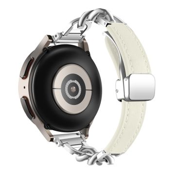 Samsung Galaxy Watch6 / Garmin Venu Sq 2 magneettinen kellonauha 20mm aito naudannahkahihna - Beige