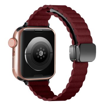 Apple Watch Series 49mm - 45mm - 44mm - 42mm Universal Slim Magneettinen ranneke - Viininpunainen