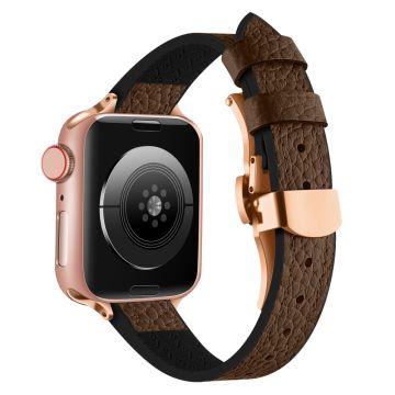 Apple Watch Series 49mm - 45mm - 44mm - 42mm Universal Watch Band - Ruskea / Ruusukultainen Solki Ja Ruusukultainen Solki