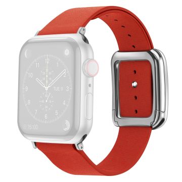 Apple Watch 49mm / 45mm / 44mm / 42mm Miesten kellonauha nahkahihna - Oranssinpunainen