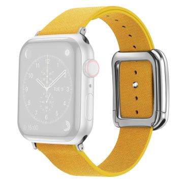 Apple Watch 49mm / 45mm / 44mm / 42mm Miesten kellonauha nahkahihna - Keltainen