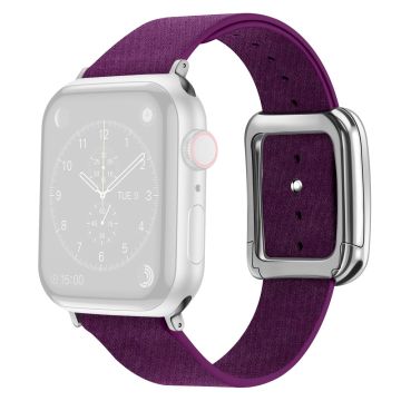 Apple Watch 49mm / 45mm / 44mm / 42mm Miesten kellonauha nahkahihna - Violetti