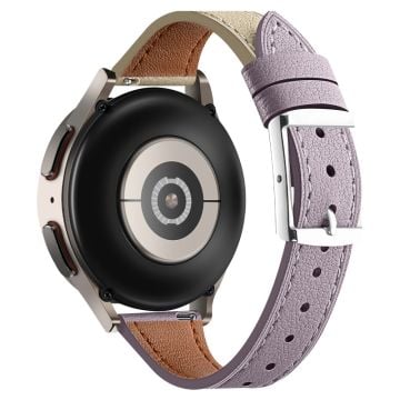 20mm Universal Smart Watch Band Aito lehmännahkahihna - Violetti + Beige