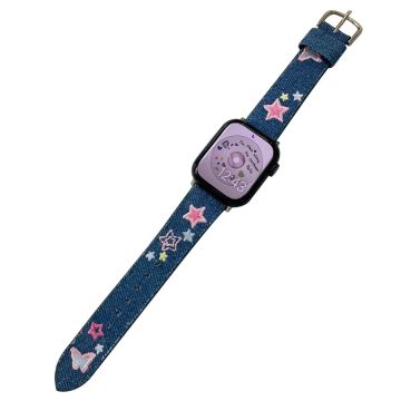 Apple Watch 49mm / 45mm / 44mm / 42mm kellohihna - Mouse Viisisakarainen Tähti Sininen Denim Denim Denim