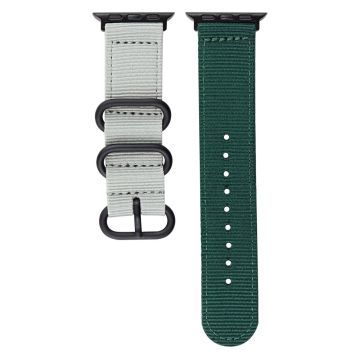 Apple Watch 49mm / 45mm / 44mm / 42mm Nylon Band Sport rannehihna - Harmaa + Vihreä