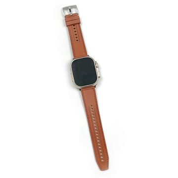 Apple Watch 49mm / 45mm / 44mm / 42mm nahka- ja silikonikellonauha - Keltainen Ruskea