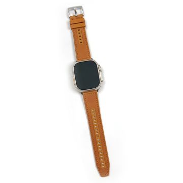 Apple Watch 49mm / 45mm / 44mm / 42mm nahka- ja silikonikellonauha - Keltainen