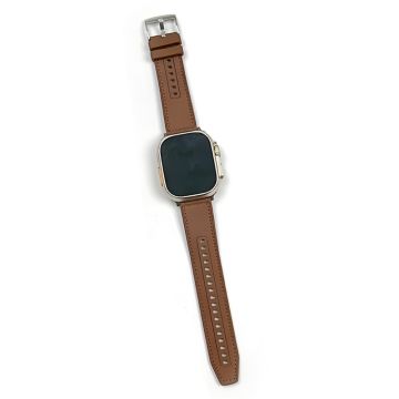 Apple Watch 49mm / 45mm / 44mm / 42mm nahka- ja silikonikellonauha - Tan