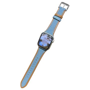 Apple Watch 49mm / 45mm / 44mm / 42mm kellohihna - Vaalea Denim Sininen / Vaalean Ruskea