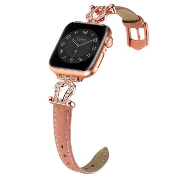 Apple Watch 49mm / 45mm / 44mm / 42mm naudannahkanauha - Bean Vaaleanpunainen / Ruusukultainen Solki