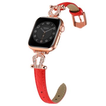 Apple Watch 49mm / 45mm / 44mm / 42mm naudannahkanauha - Punainen / Ruusukultainen Solki