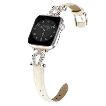 Apple Watch 49mm / 45mm / 44mm / 42mm naudannahkanauha - Beige / Hopea Solki