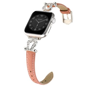 Apple Watch 49mm / 45mm / 44mm / 42mm naudannahkanauha - Bean Vaaleanpunainen / Hopea Solki