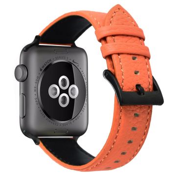 Apple Watch 49mm / 45mm / 44mm / 42mm aito naudannahkainen kellonauha - Oranssi