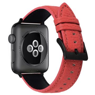 Apple Watch 49mm / 45mm / 44mm / 42mm aito naudannahkainen kellonauha - Punainen