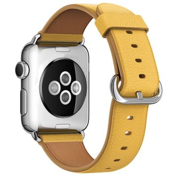 Apple Watch 49mm / 45mm / 44mm / 42mm aito naudannahkainen kellonhihna - Keltainen