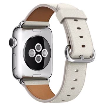 Apple Watch 49mm / 45mm / 44mm / 42mm aito naudannahkainen kellonhihna - Valkoinen