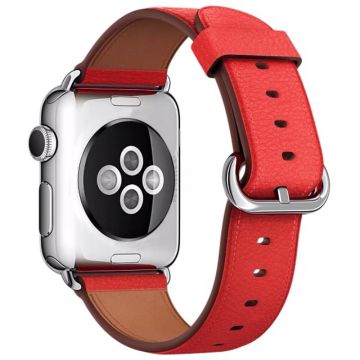 Apple Watch 49mm / 45mm / 44mm / 42mm aito naudannahkainen kellonhihna - Punainen