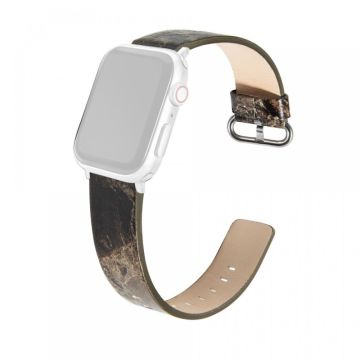 Apple Watch 49mm / 45mm / 44mm / 42mm marmorinen nahkainen ranneke - Kahvi