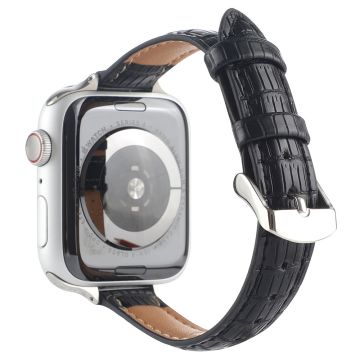 Krokotiili tekstuuri hihna Apple Watch 49mm / 45mm / 44mm / 42mm nahkahihna - Musta