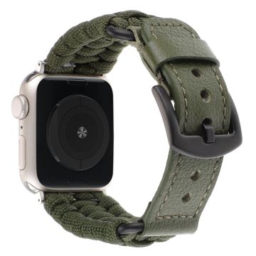 Apple Watch 49mm / 45mm / 44mm / 42mm aito nahkainen ranneke - Armeijan Vihreä