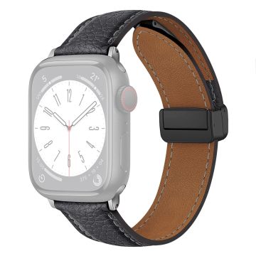 Apple Watch 49mm / 45mm / 44mm / 42mm Litchi Texture nahkahihna - Harmaa