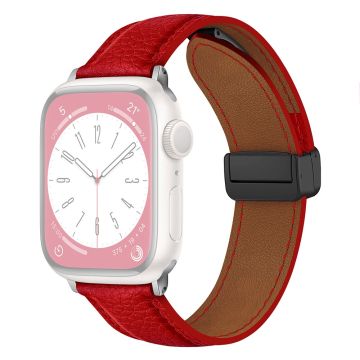 Apple Watch 49mm / 45mm / 44mm / 42mm Litchi Texture nahkahihna - Punainen