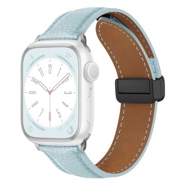 Apple Watch 49mm / 45mm / 44mm / 42mm Litchi Texture nahkahihna - Vaaleansininen