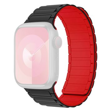 Apple Watch 49mm / 45mm / 44mm / 42mm silikoniranneke - Musta + Punainen