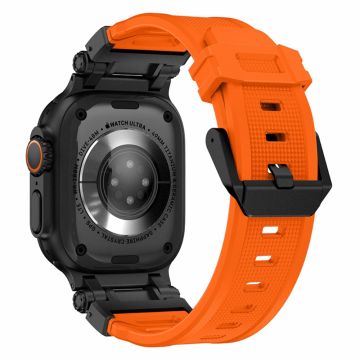 Apple Watch 49mm / 45mm / 44mm / 42mm silikoniranneke - Musta + Oranssi