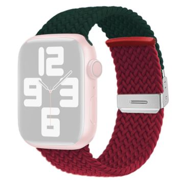 Apple Watch 49mm / 45mm / 44mm / 42mm Nylon rannekorun hihna - Vihreä + Viininpunainen