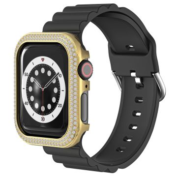 Apple Watch Series 4 / 5 / 6 / SE / SE (2022) / SE (2023) 44mm strassi koriste sinkkiseos kellon tapauksessa - Kulta