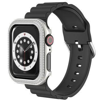 Apple Watch Series 4 / 5 / 6 / SE / SE (2022) / SE (2023) 44mm strassi koriste sinkkiseos kellon tapauksessa - Hopea