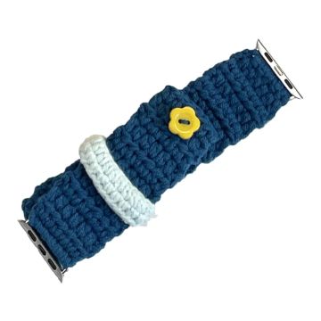 Apple Watch Series 49mm - 45mm - 44mm - 42mm Universal Knitting Rannekorun hihna - Sininen