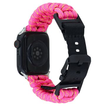 Apple Watch Series 49mm - 45mm - 44mm - 42mm Universal Watch Band Nylon Rope Strap - Keltainen + Pinkki