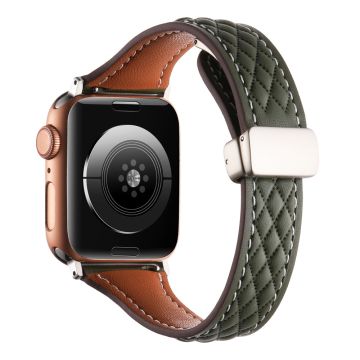 Aito naudannahkaranneke Apple Watch Series 49mm - 45mm - 44mm - 42mm Universal Strap - Armeijan Vihreä